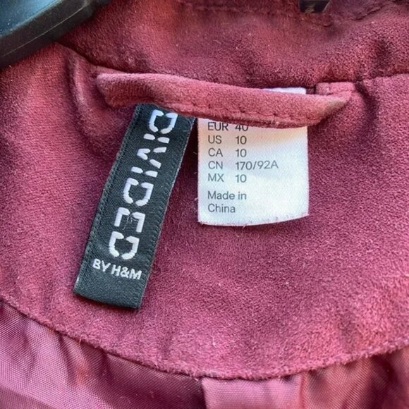 Suede maroon moto jacket - Picture 2 of 3